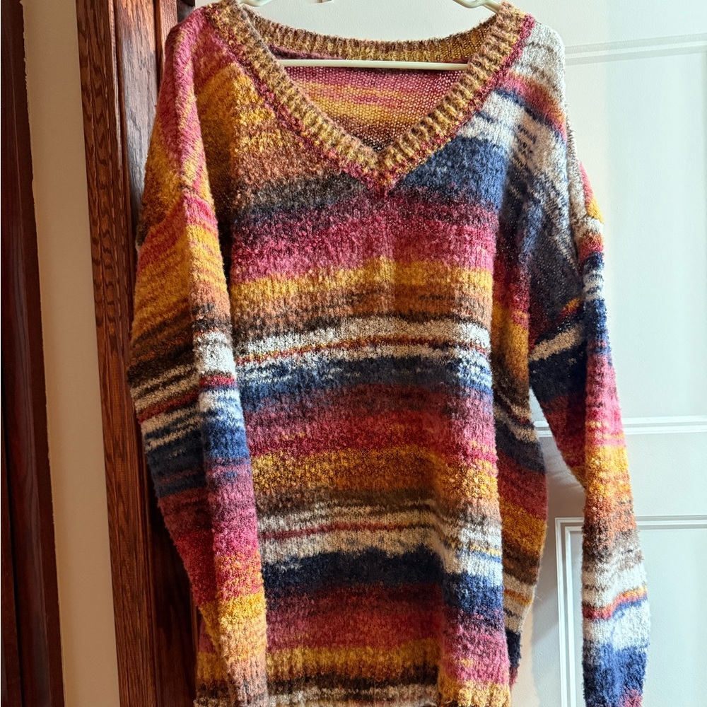 BloomChic Multicolor V-Neck Sweater brand new!